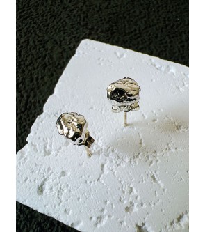 Silver Ore Earring