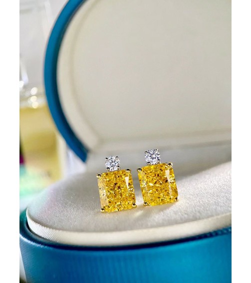 4ct Yellow Diamond Earring