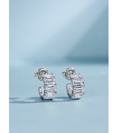 Emerald Cut Diamond Small Hoop Earring