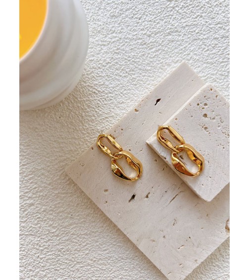 Gold Buckle Shaped Earring