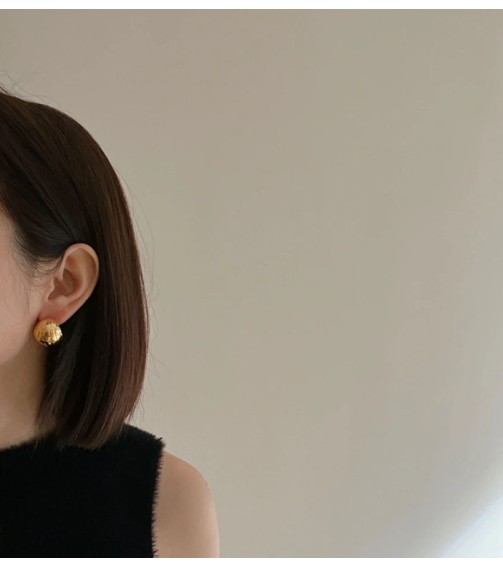 Gold Crescent Earring