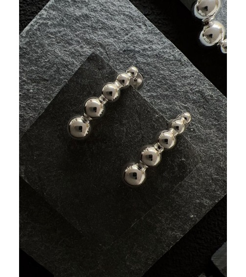 Irregular Silver Beads Earring