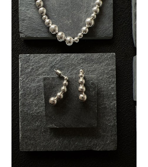 Irregular Silver Beads Earring