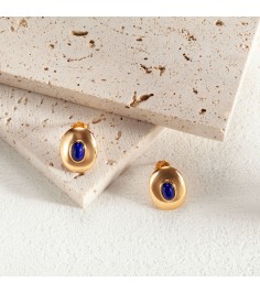 Lapis Lazuli Stud Gold Earring