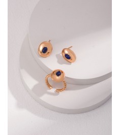 Lapis Lazuli Stud Gold Earring