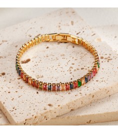 Multicolor Emerald Cut Stone Bracelet