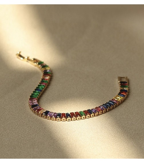 Multicolor Emerald Cut Stone Bracelet