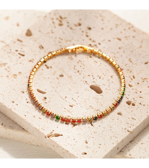 Multicolor Round Cut Stone Bracelet