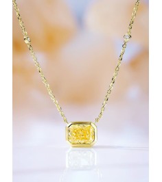 2ct Emerald Cut Yellow Diamond Necklace Yellow Gold