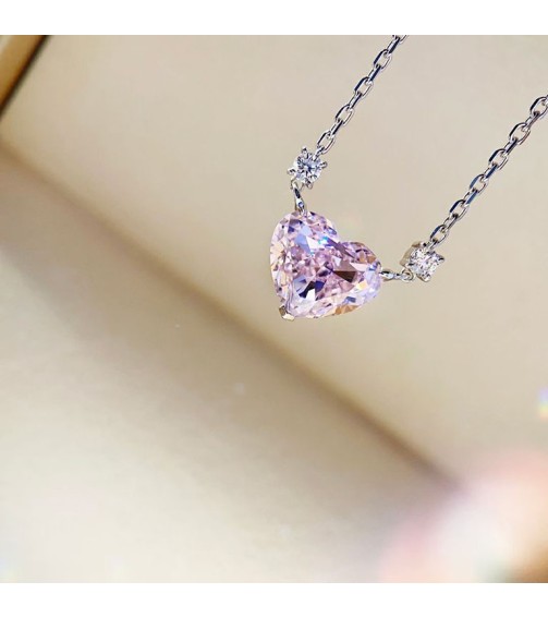 4.5ct Heart Shape Pink Diamond Necklace