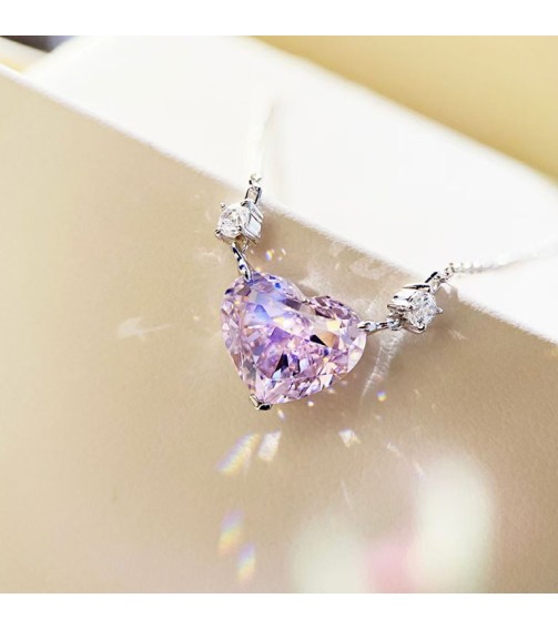 4.5ct Heart Shape Pink Diamond Necklace