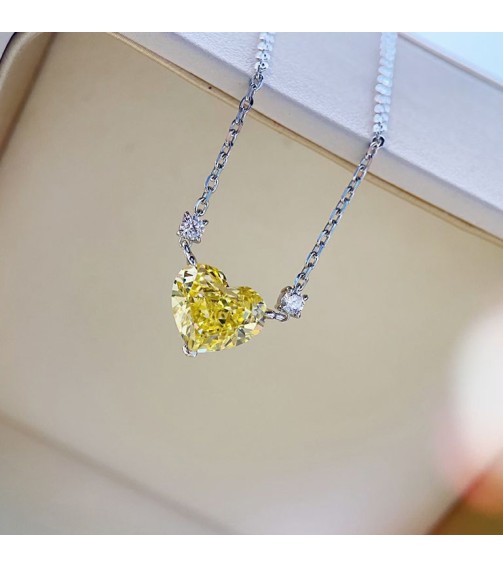 4.5ct Heart Shape Yellow Diamond Necklace