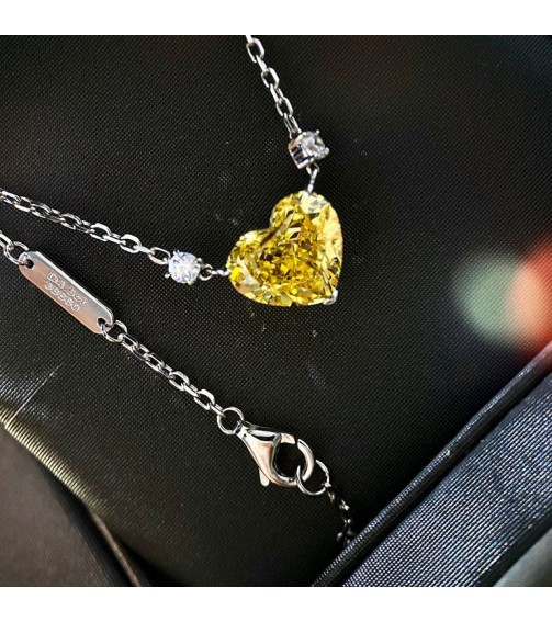 4.5ct Heart Shape Yellow Diamond Necklace