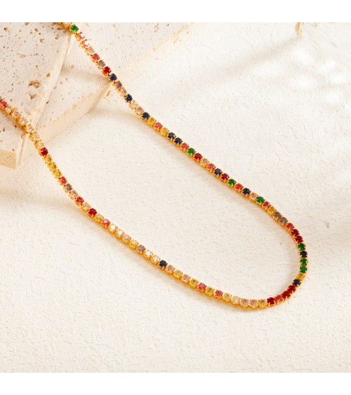 Multicolor Round Cut Stone Necklace