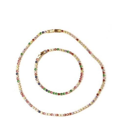 Multicolor Round Cut Stone Necklace