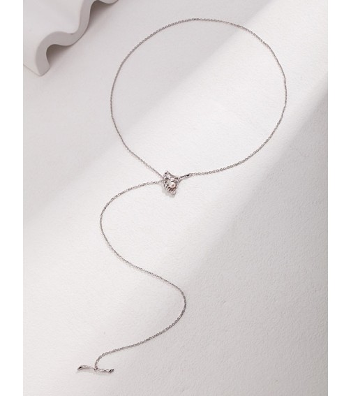 Silver Leaf Long Necklace 