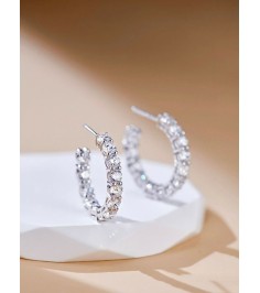 Round Cut Diamond Medium Hoop Earring 