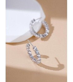 Round Cut Diamond Medium Hoop Earring 