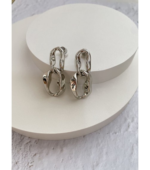 Silver Buckle Shape Earring