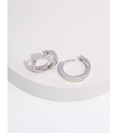 Silver Embossed Hoop Earring 