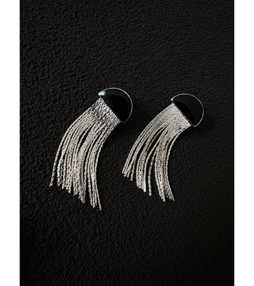 Sparkling Silver Tassel Earring