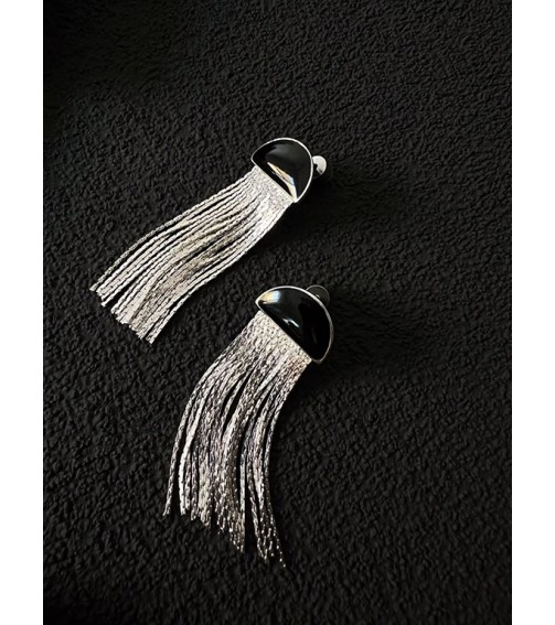 Sparkling Silver Tassel Earring