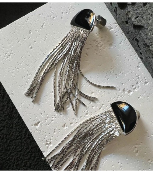 Sparkling Silver Tassel Earring